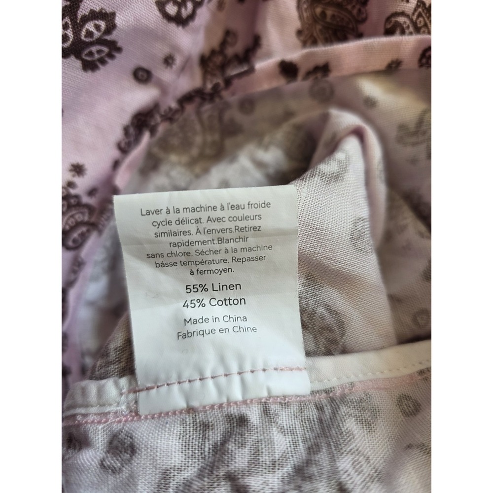 Lintico Dress Size XL Linen Paisley Pintucked Ruffle- CuffMaxi Dress MAELYN Pink - Picture 5 of 6